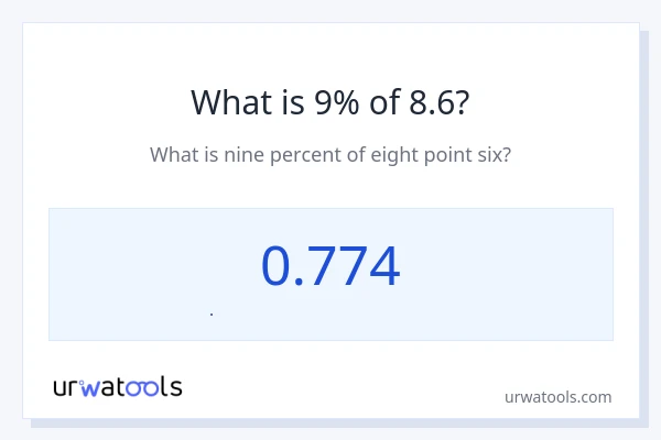 8.6 નું 9% કેટલું થાય?