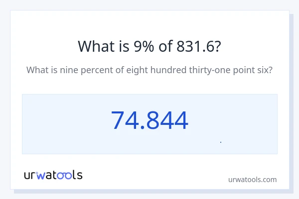 9% از 831.6 چقدر است؟
