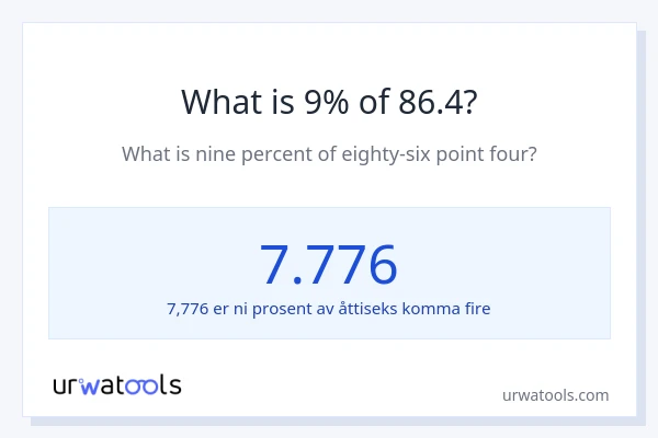 Hva er 9% av 86.4?