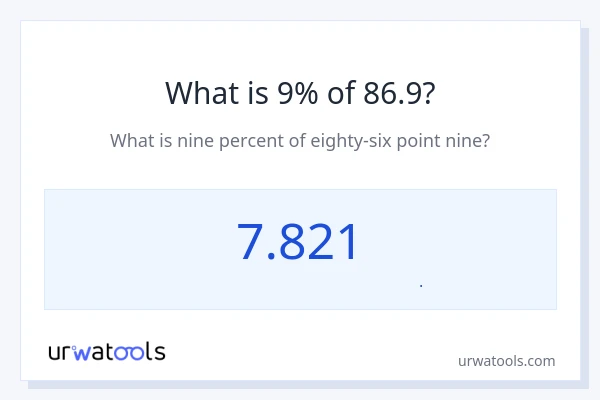 9% از 86.9 چقدر است؟