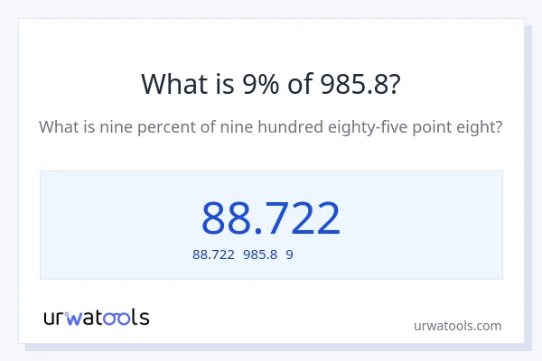 985.8の9%は何ですか?