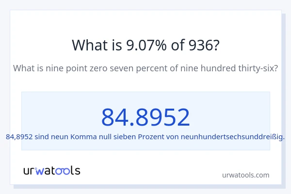 Was ist 9.07% von 936?