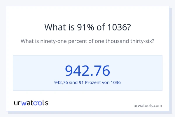 Was ist 91% von 1036?