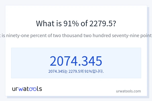 2279.5의 91%는 얼마입니까?