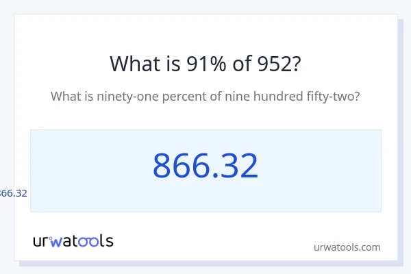 952 യുടെ 91% എന്താണ്?