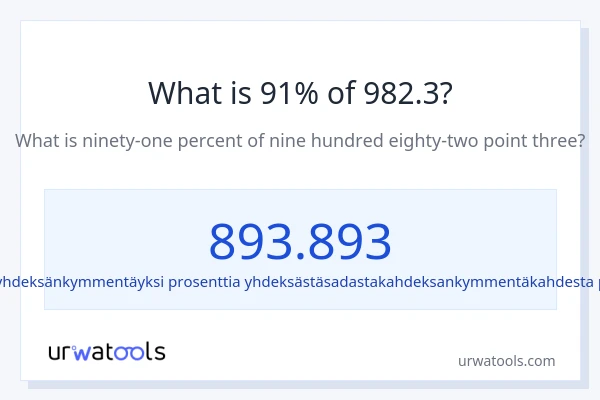 Mikä on 91 % 982.3:sta?