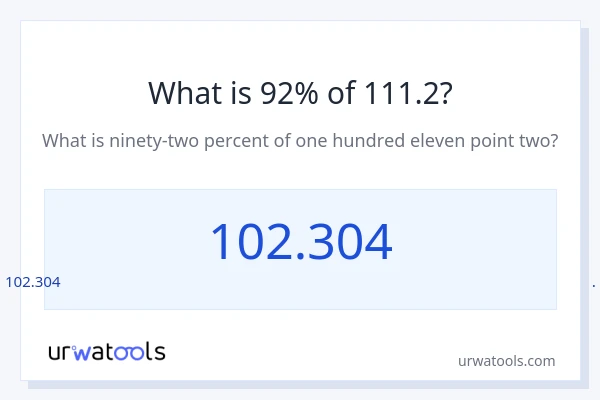 111.2 ರಲ್ಲಿ 92% ಎಂದರೇನು?