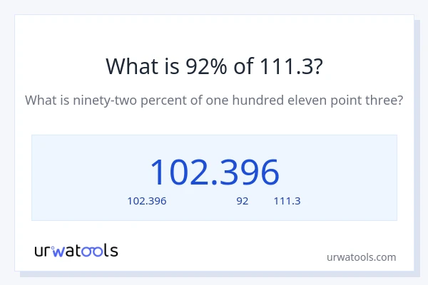 92% ของ 111.3 คือเท่าไร?