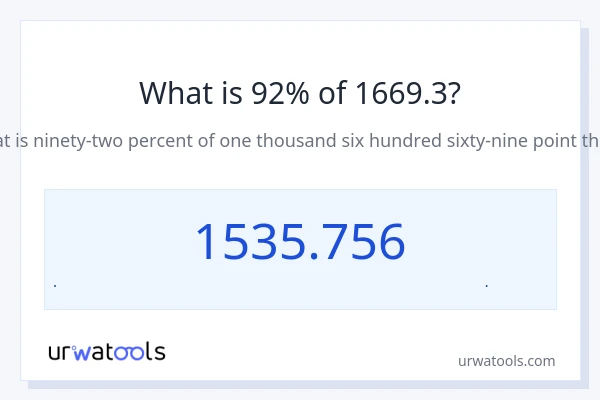 92% از 1669.3 چقدر است؟