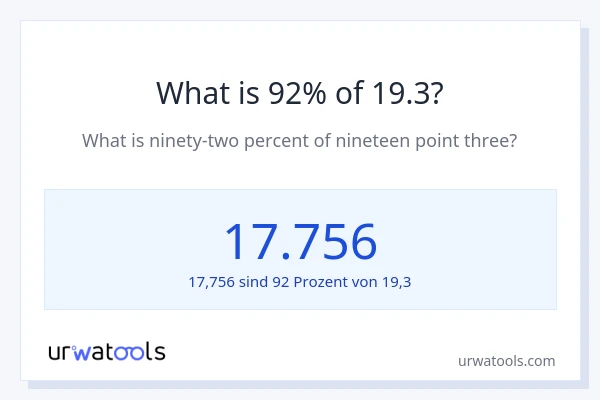 Was ist 92% von 19.3?