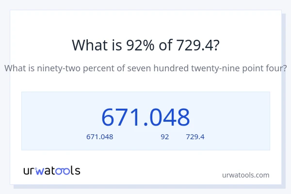 92% ของ 729.4 คือเท่าไร?