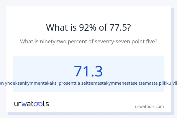 Mikä on 92 % 77.5:sta?