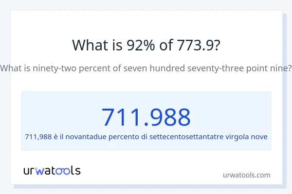 Qual è il 92% di 773.9?