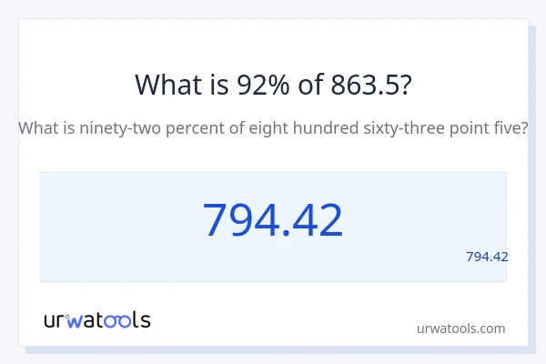 מה זה 92% מתוך 863.5?