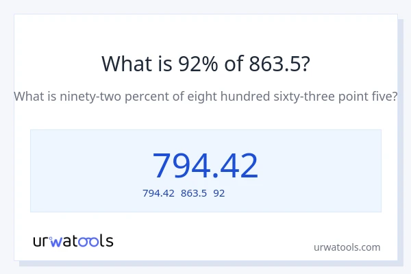 863.5の92%は何ですか?