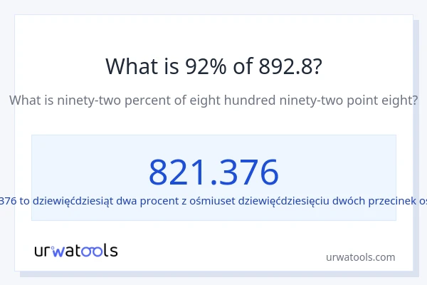 Ile wynosi 92% z 892.8?