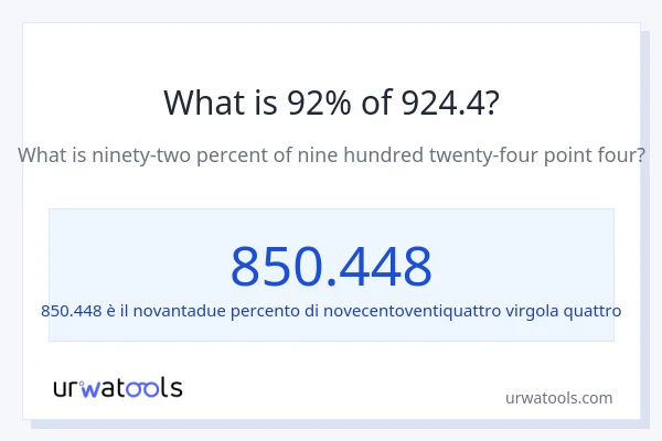 Qual è il 92% di 924.4?