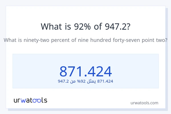 ما هي نسبة 92% من 947.2؟