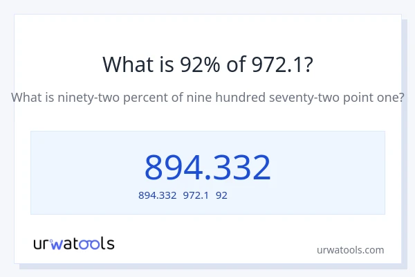 972.1の92%は何ですか?