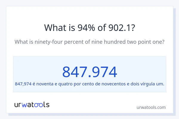 Qual é o valor de 94% de 902.1?