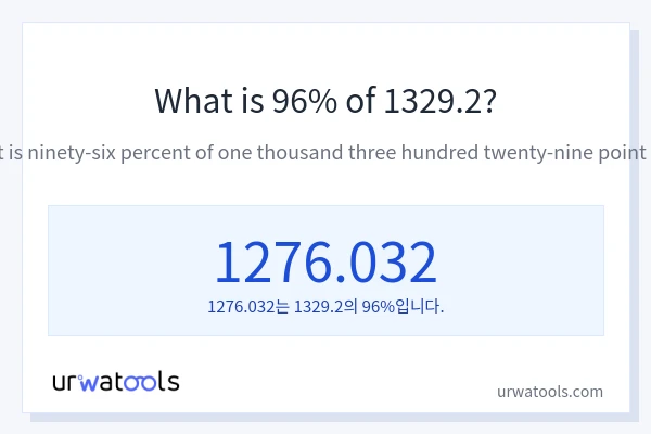 1329.2의 96%는 얼마입니까?