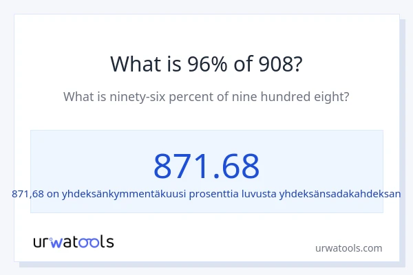 Mikä on 96 % 908:sta?