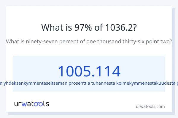 Mikä on 97 % 1036.2:sta?