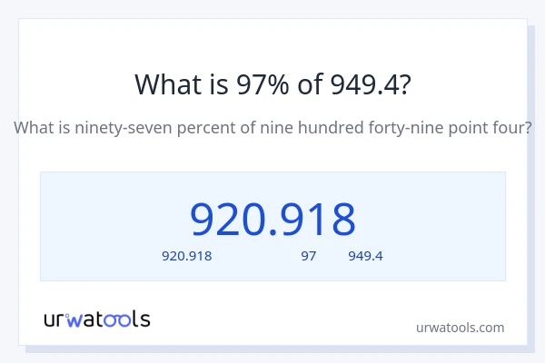 97% ของ 949.4 คือเท่าไร?
